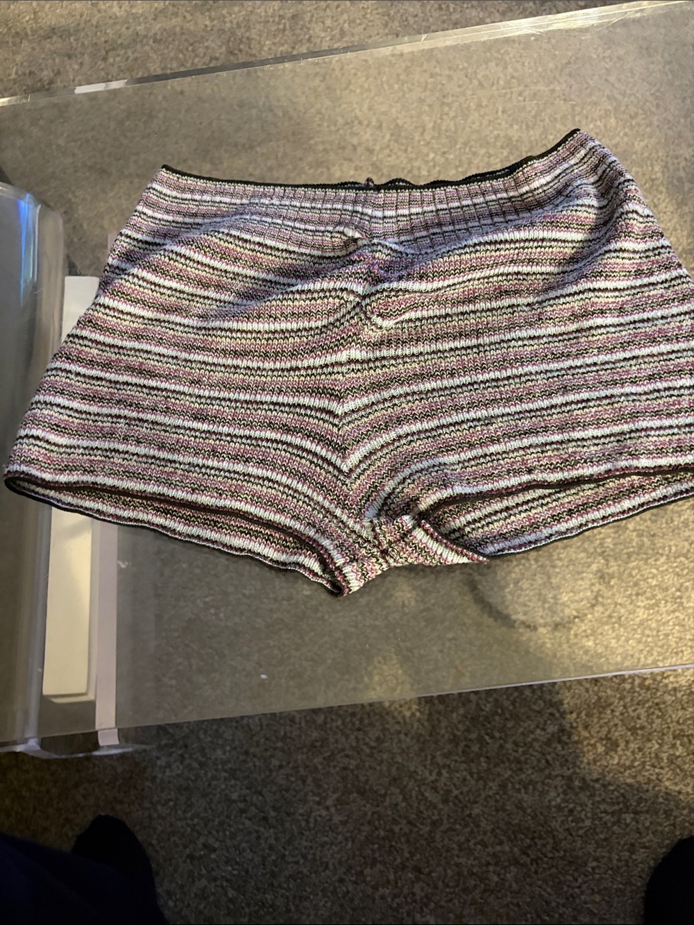 Striped Knit Women's Bike Shorts in Pink & Black